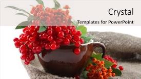  Presentation with napkin - PPT theme featuring red and orange berries background and a lemonade colored foreground