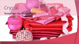  Presentation with thread - Presentation theme having red and pink thread measuring background and a coral colored foreground
