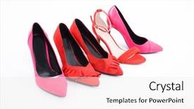  Presentation with running women shoes silhouette - Theme enhanced with red and pink womens shoes background and a  colored foreground