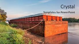  Presentation with river - Slide deck with red and rusty barge background and a light blue colored foreground