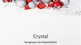 Presentation with silver christmas - Audience pleasing PPT theme consisting of red and silver christmas balls and decoration on snow backdrop and a white colored foreground