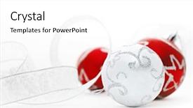  Presentation with silver christmas - Presentation theme having red and silver christmas baubles background and a white colored foreground