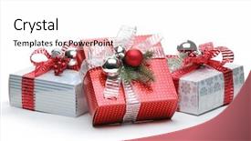  Presentation with silver - Beautiful PPT layouts featuring red and silver gift box backdrop and a white colored foreground