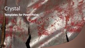  Presentation with threadbare - Slides having red and silvery stained ragged shabby cloth grunge texture of threadbare synthetic material background and a tawny brown colored foreground