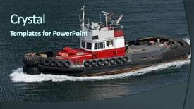  Presentation with stretch - Beautiful slides featuring red and white harbour-tug backdrop and a tawny brown colored foreground