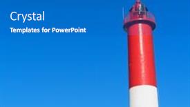  Presentation with red white blue - Slide set featuring red and white lighthouse against blue sky background and a gray colored foreground
