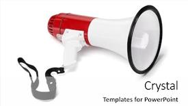 Presentation with white - Beautiful presentation theme featuring red and white megaphone isolated backdrop and a white colored foreground