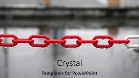  Presentation with unique red chair - Slide deck enhanced with red and white plastic chain background and a light gray colored foreground