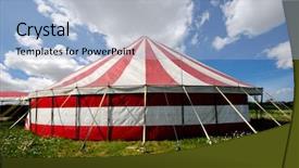  Presentation with red white blue - PPT layouts consisting of red and white striped circus background and a light blue colored foreground