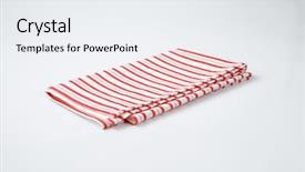  Presentation with red and white industry - PPT theme featuring red and white striped dishtowel background and a sky blue colored foreground