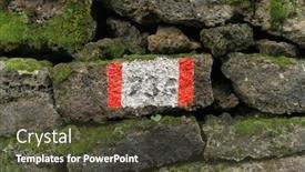  Presentation with volcanic rock - Slides having red-and-white-stripes-trail background and a tawny brown colored foreground