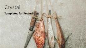  Presentation with fish - PPT theme with red-and-white-uncooked-fish background and a light gray colored foreground