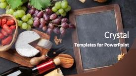  Presentation with table grape - Colorful PPT theme enhanced with red and white wine grape backdrop and a gray colored foreground