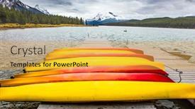  Presentation with fall mountains - Audience pleasing slide deck consisting of red-and-yellow-canoes-dry backdrop and a yellow colored foreground