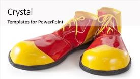  Presentation with clown - PPT layouts having red and yellow clown shoes background and a white colored foreground