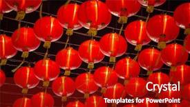  Presentation with lantern chinese - Cool new presentation theme with red and yellow paper lantern backdrop and a crimson colored foreground