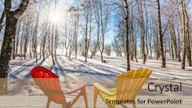  Presentation with ecotourism - Presentation design having red and yellow plastic chaise background and a coral colored foreground