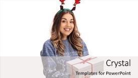  Presentation with christmas red - Slides featuring red antlers holding a christmas background and a  colored foreground