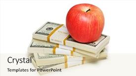  Presentation with dollar - PPT layouts enhanced with red apple and dollar notes background and a soft green colored foreground