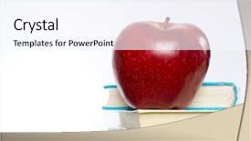  Presentation with school apple - Slide deck featuring red apple and stack background and a sky blue colored foreground
