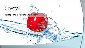  Presentation with blue water splash isolated - Cool new presentation theme with red apple and water splash backdrop and a white colored foreground