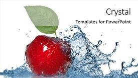  Presentation with fresh water splash green apple isolated white - Presentation theme having red apple and water splash background and a white colored foreground