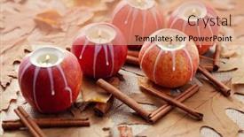  Presentation with autumn leaves - Beautiful PPT theme featuring red-apple-as-candlestick backdrop and a coral colored foreground