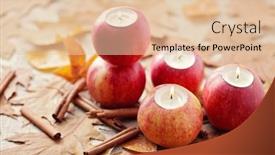  Presentation with autumn leaves - Presentation design featuring red-apple-as-candlestick background and a lemonade colored foreground