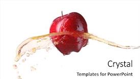  Presentation with red apple tree - Colorful PPT theme enhanced with red apple in juice stream backdrop and a white colored foreground