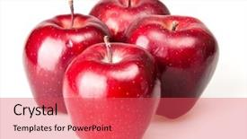  Presentation with apple - PPT theme consisting of red apple isoalted on white background and a red colored foreground
