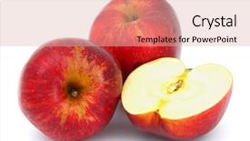  Presentation with apple - Beautiful theme featuring red apple isolated on white backdrop and a lemonade colored foreground