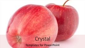  Presentation with fresh water splash green apple isolated white - Slide deck with red apple isolated on white background and a coral colored foreground