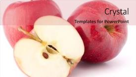  Presentation with fresh water splash green apple isolated white - Presentation theme having red apple isolated on white background and a coral colored foreground