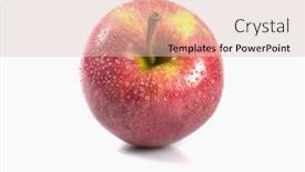  Presentation with water droplets - Amazing PPT theme having red apple macro covered in water droplets backdrop and a lemonade colored foreground