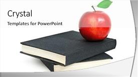 Presentation with apple - Cool new theme with red apple on a book backdrop and a white colored foreground