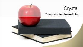  Presentation with school apple - Amazing slides having red apple on a book backdrop and a white colored foreground