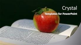  Presentation with knowledge - Presentation design having red-apple-on-book-knowledge background and a black colored foreground
