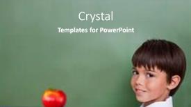  Presentation with pupil - Colorful presentation theme enhanced with red apple on pile of books against cute pupil holding chalk backdrop and a gray colored foreground