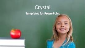  Presentation with pupil - Presentation having red apple on pile of books against cute pupil smiling background and a gray colored foreground