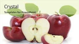  Presentation with apple - Beautiful PPT theme featuring red apple on white background backdrop and a  colored foreground