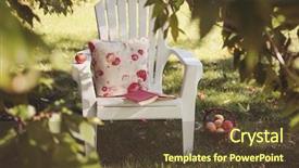  Presentation with spot welding - Audience pleasing PPT theme consisting of red apple seat - relaxing spot with a chair backdrop and a  colored foreground