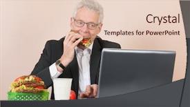  Presentation with lunch box - Audience pleasing presentation theme consisting of red apple seat - senior man eating with lunch backdrop and a lemonade colored foreground