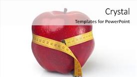  Presentation with tape measure - Presentation design featuring red apple squeezed by tape measure on white background background and a white colored foreground