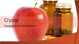 Presentation with food supplements - Beautiful PPT theme featuring red apple vs food supplements backdrop and a red colored foreground