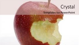  Presentation with fresh water splash green apple isolated white - Colorful slide set enhanced with red apple with bite isolated backdrop and a coral colored foreground