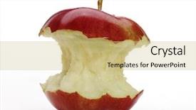  Presentation with apple - Slide deck having red apple with bite isolated background and a soft green colored foreground