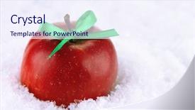  Presentation with red bow - Cool new slide deck with red apple with bow in snow close up backdrop and a sky blue colored foreground