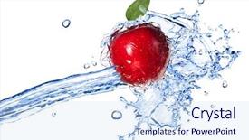  Presentation with water leaf - PPT theme consisting of red apple with leaf background and a sky blue colored foreground