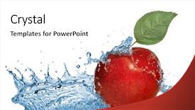  Presentation with water leaf - Slides with red apple with leaf background and a white colored foreground