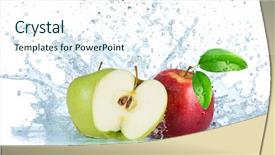  Presentation with fresh water splash green apple isolated white - Audience pleasing PPT theme consisting of red apple with water splash backdrop and a  colored foreground